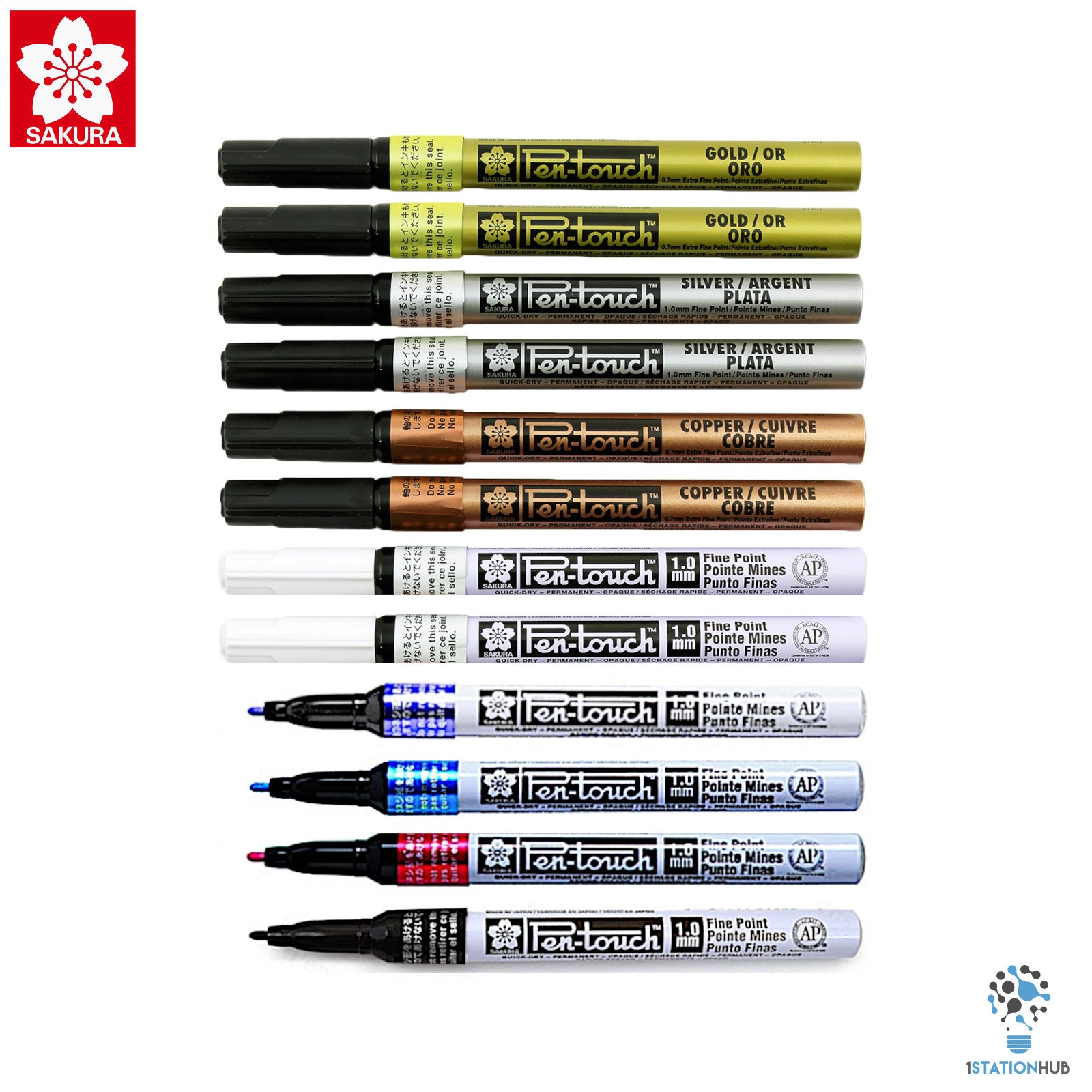 Sakura Pen-touch Fine Tip Fluorescent 4-Pack