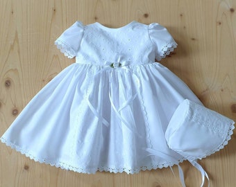 Taufkleid Festkleid mit Mütze, Baby*Mädchen, Gr. 56, 62, 68, 74, 80, 86, 92