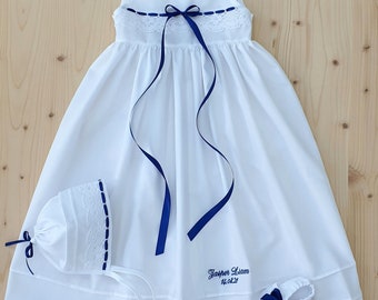 Baptism dress with hat and shoes, baptism set, size 56, 62, 68, 74, 80, 86, 92, cotton, Swarovski