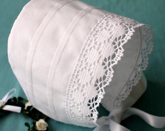 Bonnet de baptême pour robe de baptême, coton