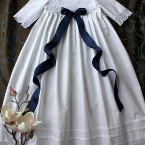 Taufkleid mit Taufmütze und Taufschuhen, Jungen Mädchen, LEINEN, Handarbeit, Gr. 56, 62, 68, 74, 80, 86 Bild 2