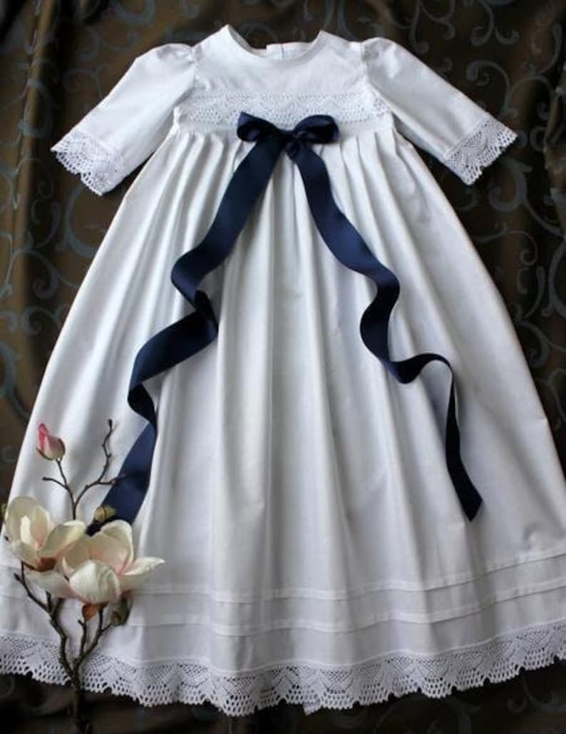 Taufkleid mit Taufmütze und Taufschuhen, Jungen Mädchen, LEINEN, Handarbeit, Gr. 56, 62, 68, 74, 80, 86 Bild 2