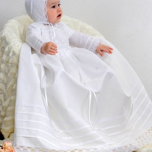 Christening gown ROMA with cap, LINEN, handmade, sizes 56, 62, 68, 74, 80, 86, christening gown for baby boys and girls