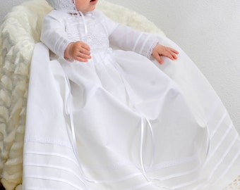 Robe de baptême avec chapeau, LIN, fait main, taille. 56, 62, 68, 74, 80, 86