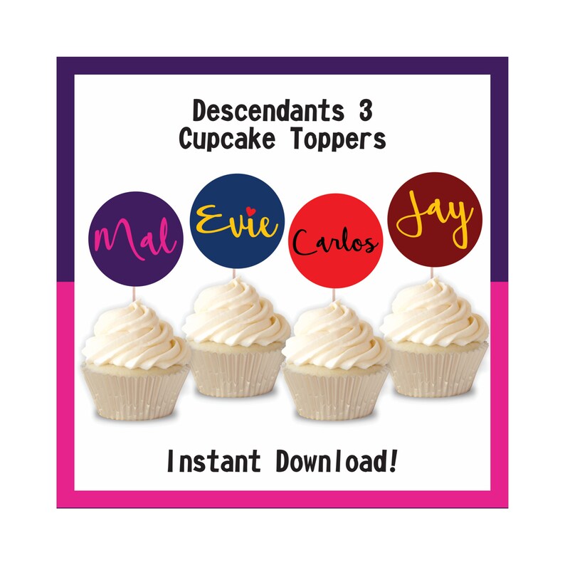 Descendants Cupcake Toppers Descendants 3 Descendants - Etsy