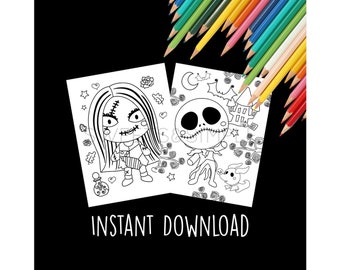 Pumpkin King and Rag Doll Coloring Page Bundle, Halloween Coloring Sheets, Activity Sheets, Printable, Instant Download