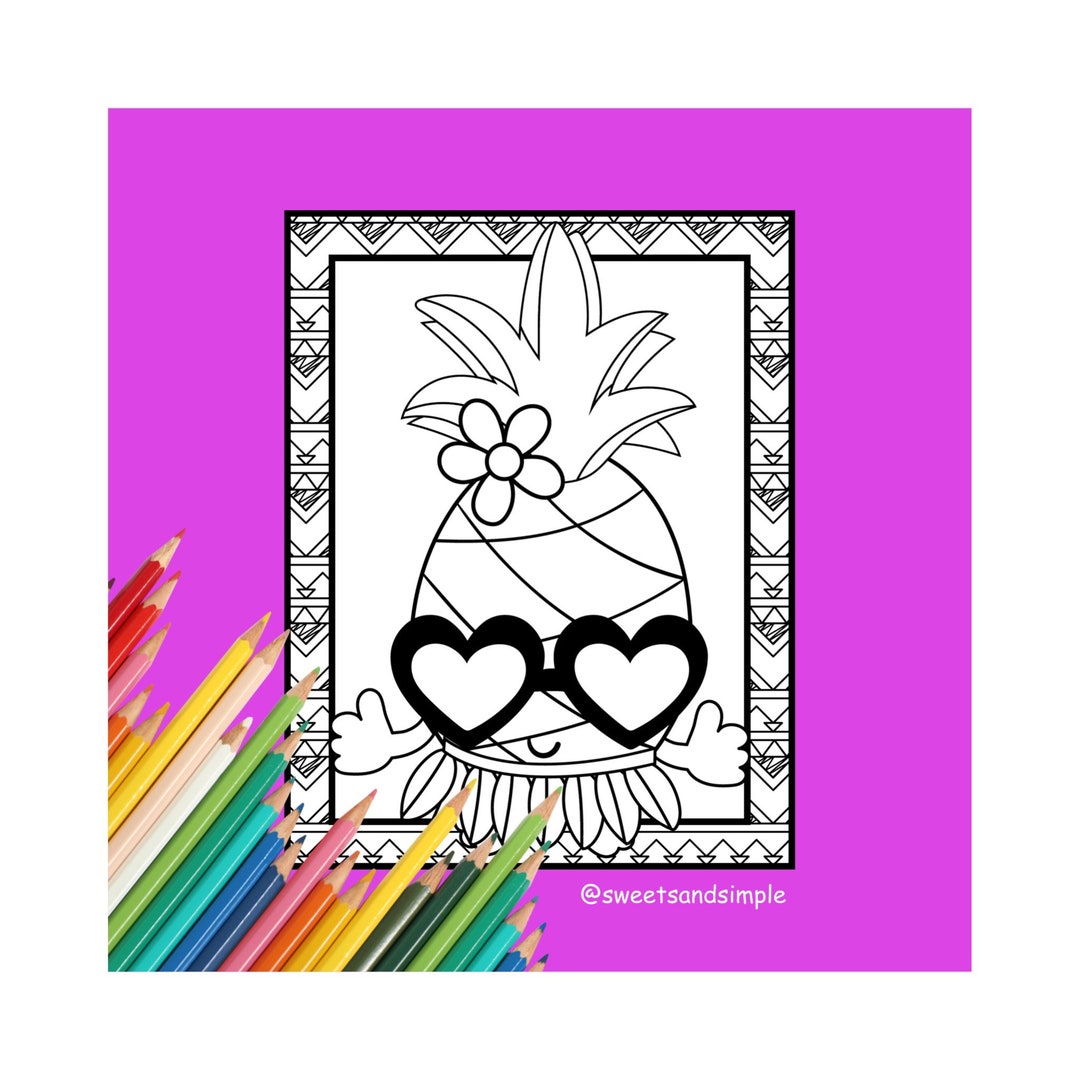 Pineapple Cutie Coloring Page, Pineapple Coloring Sheet, Summer ...