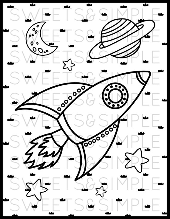 Simple Rocket Ship Coloring Page