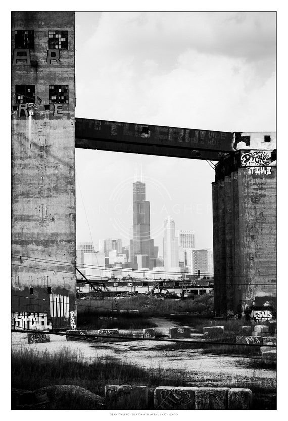 Damen Avenue Chicago Skyline Photography Chicago Home Decor Chicago Urban Wall Art Chicago Art Print Downtown Chicago Home Decor