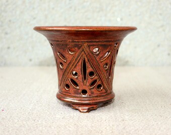 OOAK  stoneware copper pot. Firing at 1200 degrees Celsius