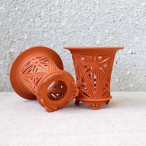 Terracotta pot for neofinetia orchid or other orchids.