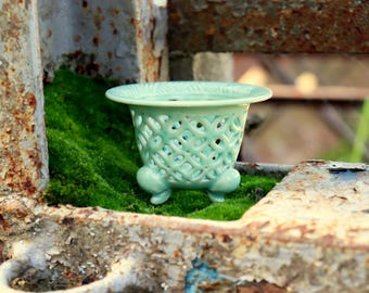OOAK  stoneware pot. Firing at 1200 degrees Celsius Neofinetia pot  Orchid pot for Orchid planter for Flower pot Ceramic plant pot