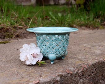 OOAK designer orchid pot Fu ran pot Blue pot Neofinetia pot Fukiran Furan pot Gift for mom Orchid pots Ornamental flowerpot Orchid cachepot