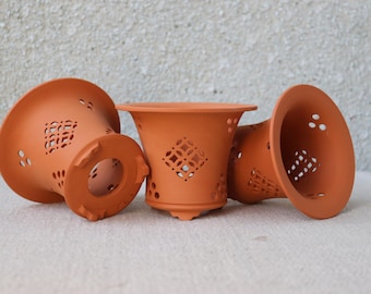Designer Orchid pot for Orchid planter for Flower vase Ceramic plant pot Orchid pots Clay orchid pot orchid pot Gift for mother Orchid bowl