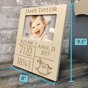 Birth Announcement Photo Frame, Baby Frame, 4x6 Frame, New Baby Frame, personalized laser engraved frame image 3