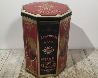 1990 Vintage Unity Mills Sugar Canister/J.R. Anthorn & Company/Pure Cane Sugar