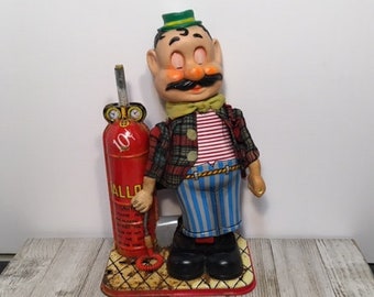 Rare 1950-60s Gino Battery Operated Balloon Man/Bubble Blower/Rosko Toys