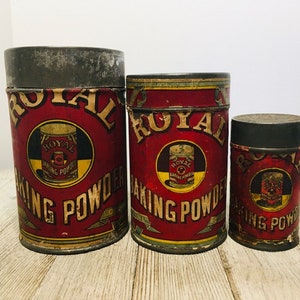 Three 1910 Royal Baking Powder Tins/Winner of the Baking Powder Wars/Paper Labels