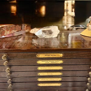Antique C. & E. Marshall Watchmaker's Cabinet/6 Drawer Metal with Watch Crystals