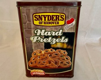 1980s Snyder's of Hanover Hard Pretzels Tin/Sourdough Snack