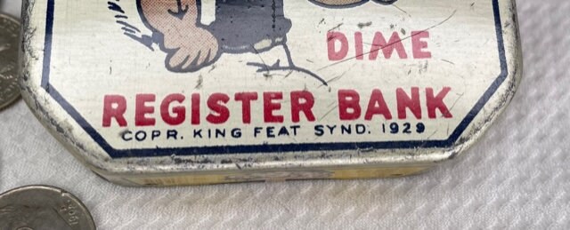 Very Rare 1929 Popeye Dime Register Bank/popeye the Sailor