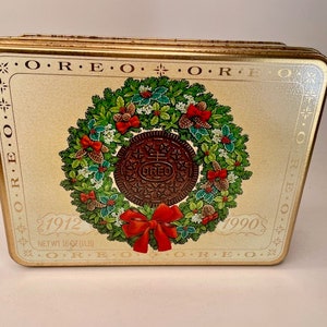 1990 Oreo vintage étain/couronne de vacances/Noël Oreo de collection