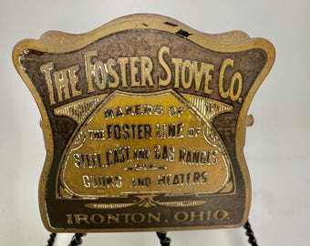 1920 Foster Stove Company Messing Werbe/Rechnungsklammer