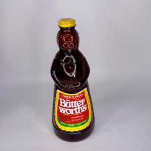 1985 Mrs. Butterworth's Amber Glass Bottle/Pfannkuchensirup