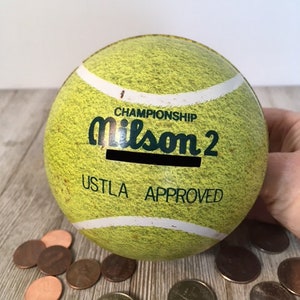1950s J. Chein Milson (Wilson) Tennis Sports Savings Bank/A Penny Saved is a Penny Earned