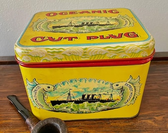 union jack tobacco tin Vintage Union Jack Cut Plug Tobacco Tin With Lid - Rare