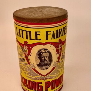 1920s Antique Little Fairies Baking Powder Cardboard Container/Paper Label