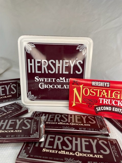 1990 Hershey's Sweet Milk Chocolate Tin With Candy Wrappers