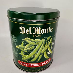 1980 Del Monte Whole String Beans Tin/Vegetable Nesting Canister/Green Beans