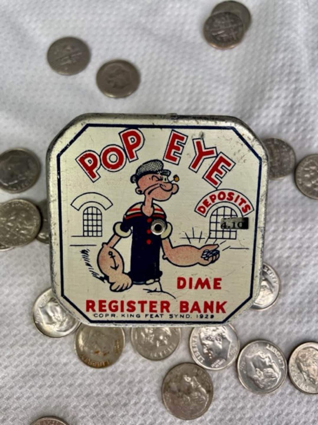 Very Rare 1929 Popeye Dime Register Bank/popeye the Sailor