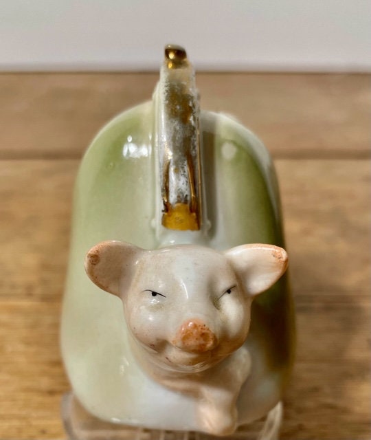 Antique German Fairing Pig/1900s China Fair Prizes/pig in a Purse