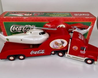 2000 Coca-Cola Holiday Helicopter Carrier Truck with Working 1962 Helicopter