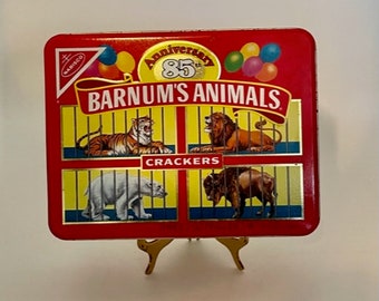 1989 Barnum&#39;s Animals Rectangular Tin/Nabisco&#39;s Animal Crackers/85th Anniversary/Lions and Tigers and...