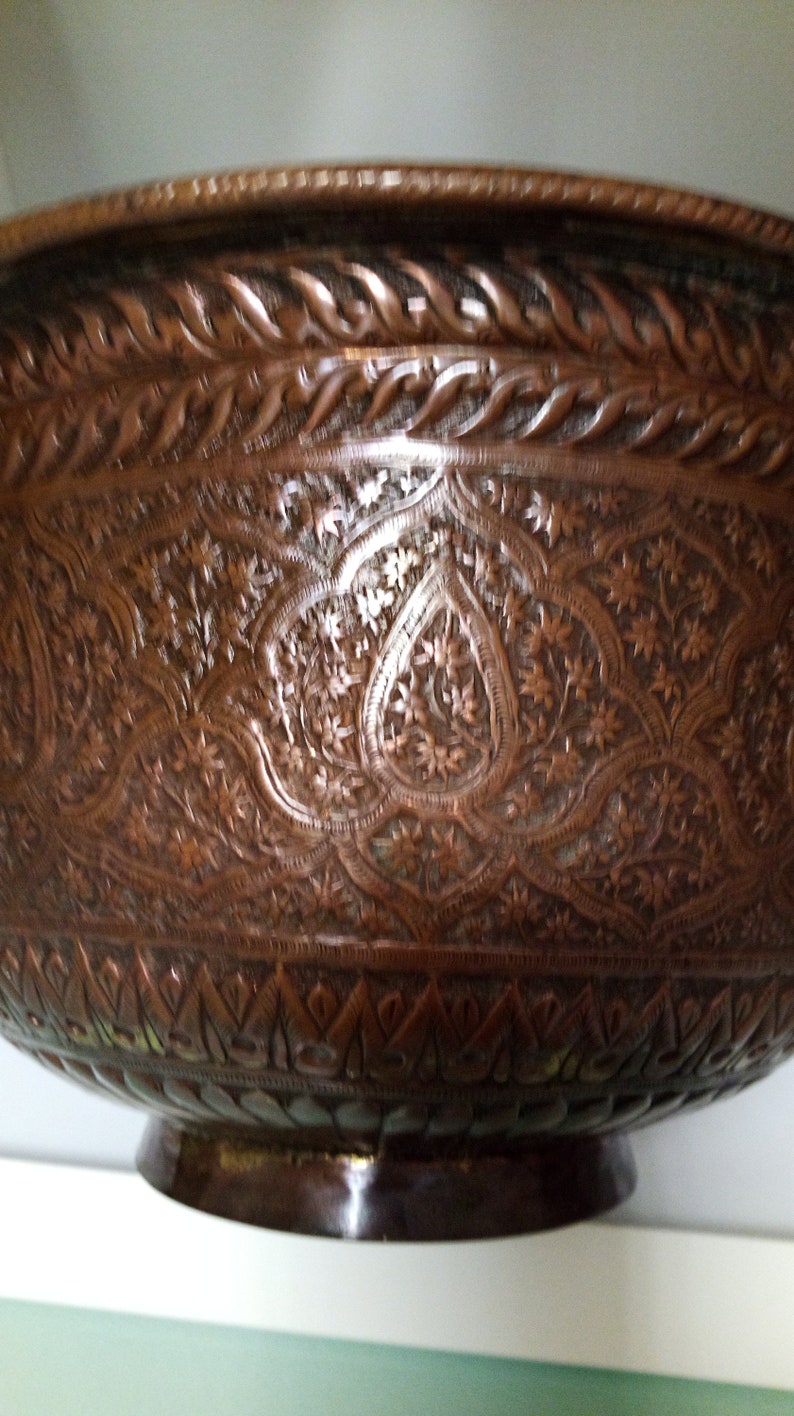 Antique Persian Qajar Copper Bowl Etsy