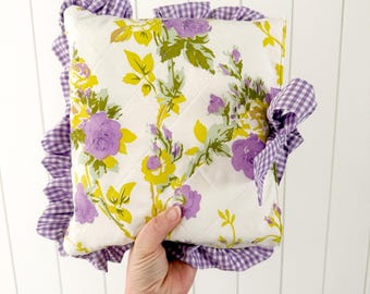 Quilted Vintage Floral Bible Cover | Ruffled Fabric Case, Book Sleeve, Ruffle Bible Sleeve, Minimalistic, Vintage Fabric