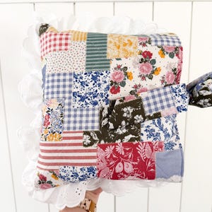 Handmade Quilted Floral Bible Cover | Patchwork Fabric Ruffle Case