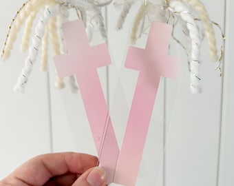 Pearlescent Cross Acrylic Bookmark | Christian Scripture Study Gift