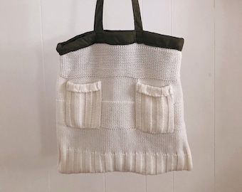 Upcycled bag / Knitted tote bag