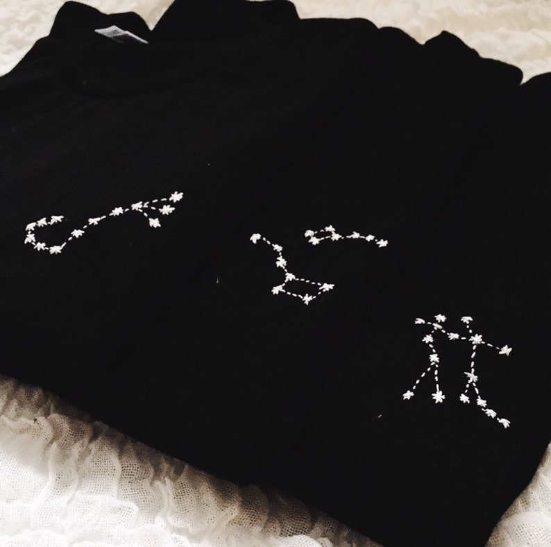 Big Dipper and Little Dipper Constellation Embroidery T-Shirt image 4