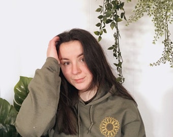 Sunflower Embroidery Hoodie Etsy