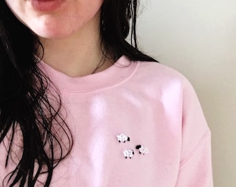 Sheeps Embroidery Sweatshirt