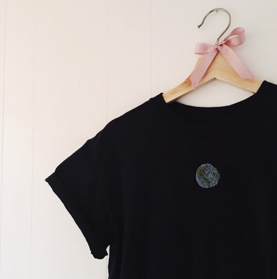 Earth Embroidery T-shirt - Etsy India