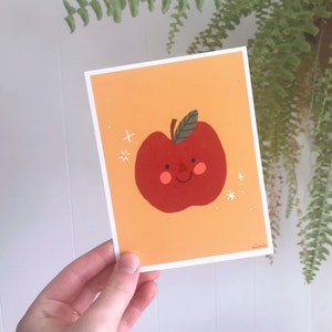 Estampa de maçã feliz