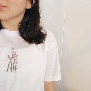 Lavender Embroidery T-Shirt - Hand Embroidered