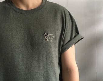 Pug Embroidery T-shirt