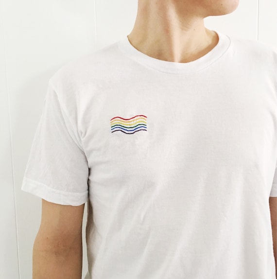 LGBT Embroidery T-shirt - Etsy